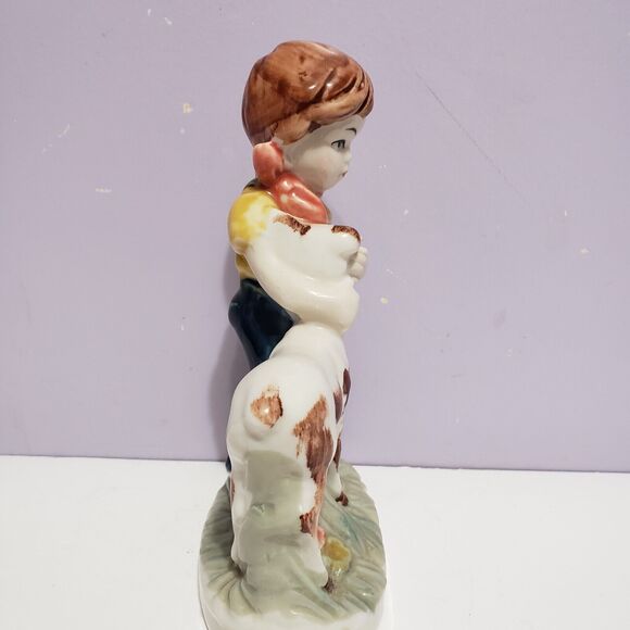 Farmer Country Boy w/ Sheep Lamb Porcelain Figurine  ( 6" × 3.5") - Picture 2 of 7